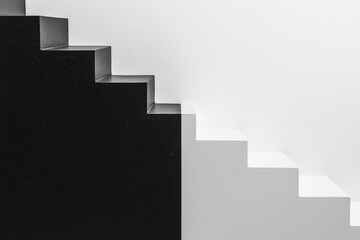Fototapeta premium A minimalist composition featuring black and white design, with an open staircase, symbolizing adventure
