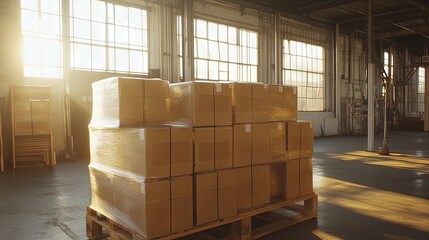 Stacked Cardboard Boxes In A Warehouse