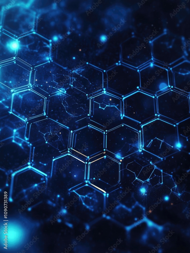 Poster futuristic abstract background featuring a hexagonal pattern digital design showcasing particle and 