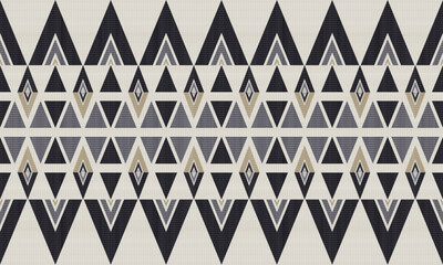 Fototapeta premium Navajo tribal Blue seamless pattern. Native American ornament. Ethnic South Western decor style. Boho geometric ornament. Vector seamless pattern. Mexican blanket, rug. Woven carpet illustration