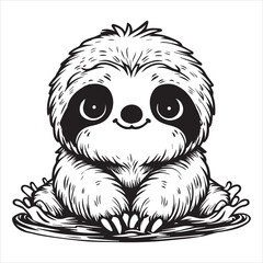 Obraz premium Cute sloth silhouette Clipart Design - Funny sloth Vector illustration