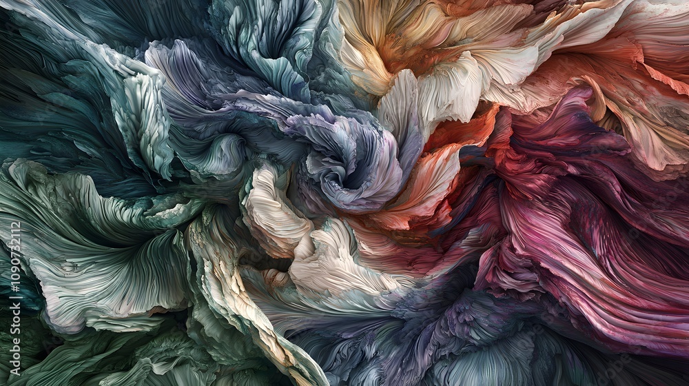 Aufkleber Abstract swirling patterns digital art vibrant colors artistic visualization close-up textured beauty