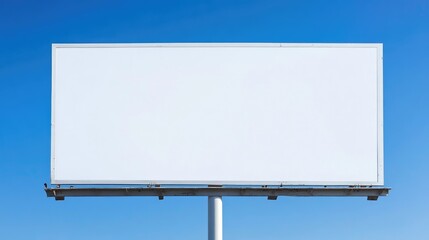 Obraz premium Vast white billboard against a vibrant blue sky, perfect for advertising or as a striking minimalist wallpaper background.