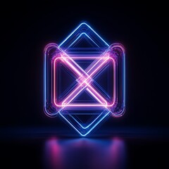 Fototapeta premium Futuristic Neon Geometric Shapes with Vibrant Illumination Against Dark Background for Abstract Digital Art and Modern Design Themes