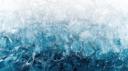 Fototapeta premium Expansive panorama of frozen water texture showcasing intricate ice formations in shades of blue and white, creating a cool, icy background.