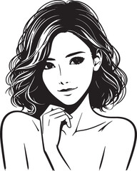 Minimalist Woman Silhouette with Flowing Hair - Vector Art