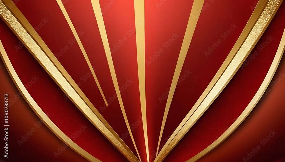 Wall mural abstract red background with gold wave design a red and gold wave patterned background with a red an