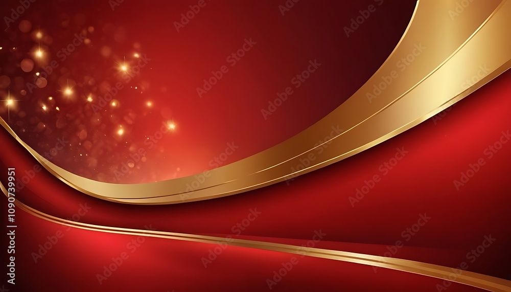 Wall mural abstract red background with gold wave design a red and gold wave patterned background with a red an