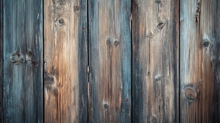Rustic weathered wooden texture showcasing a dark brown and blue-toned grunge appearance with natural knots and grooves in a panoramic format.