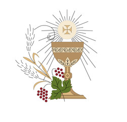 GOLD EMBROIDERY FOR LITURGICAL CLOTHES AND SACRED CEREMONIES. SACRED CATHOLIC SYMBOLS IN ANCIENT STYLE WITH GOLDEN DECORATIONS