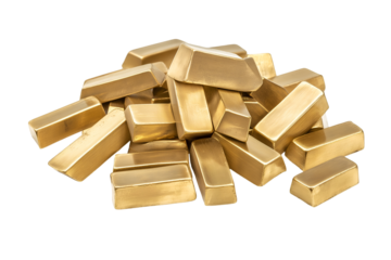Gold bar isolated on white background, cut out.