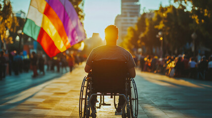 A person with a disability participating in a community event, advocating for equal rights and promoting social inclusion in all areas of life.