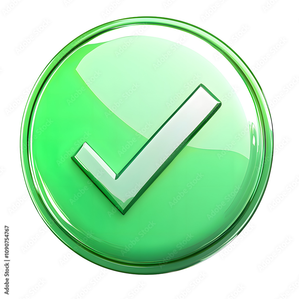 Poster green checkmark isolated on transparent background