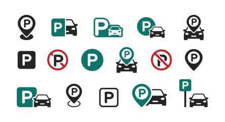 Car parking and no parking vector icon set. Park and no parking icon. Public parking and no parking vector signs