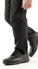 Black Leather Lace-Up Boots for Men - Stylish and Comfortable Footwear