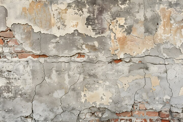 Fototapeta premium Weathered wall texture background with cracks, peeling paint, and faded colors