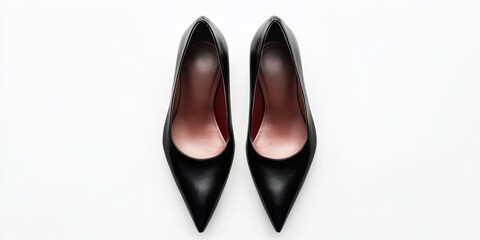 Obraz premium Elegant Black Pointed Toe Heels on White Background