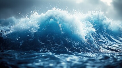 Fototapeta premium A powerful ocean wave crashing, showcasing nature's beauty.