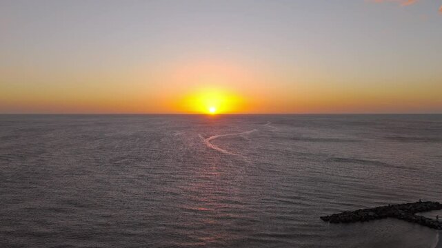 Sunset over St Petes Beach in Florida aerial view - drone photography