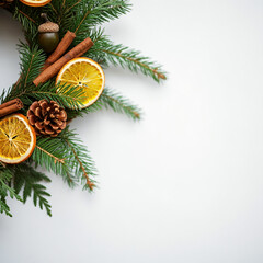 christmas wreath in blue background decorated with fir and pine tree cones xmas copy space for text happy new year 