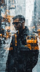 Fototapeta premium Abstract Urban Portrait with Glitch Texture