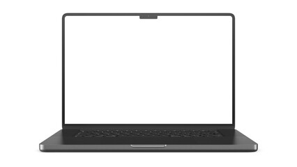 MacBook Pro on an isolated background. Front view mockup with transparent screens for web design and UX/UI presentation.