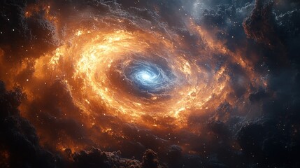 Obraz premium A vibrant galaxy swirling with cosmic colors and energy.