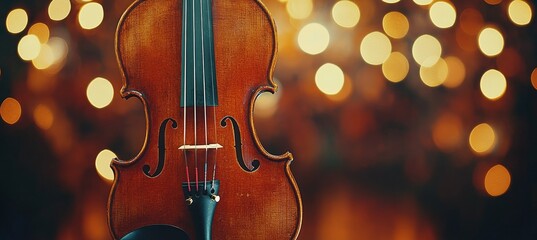 Close.up of a Violin Against a Blurry Background,, Creating Warm, Elegant Concept for Arts and Music
