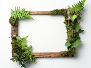 White background texture outer frame is old brick pattern has green moss.
