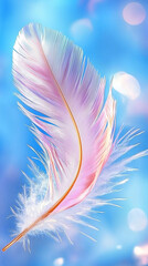Fototapeta premium Dreamy Pink Feather with Bokeh