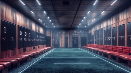 Obraz premium A Modern Sports Team Locker Room with Green Artificial Turf
