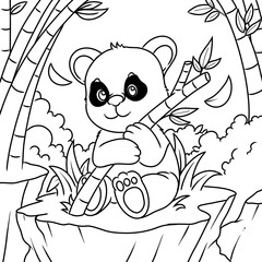 coloring page panda eaten a bamboo