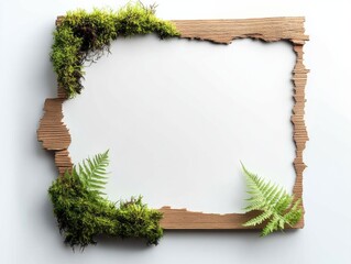 White background texture outer frame is old brick pattern has green moss.