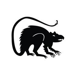 Vector illustration with angry rat icon on white background. Modern design 