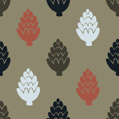 Vector seamless pattern with spruce cones. Modern design for fabric and paper, surface textures. 
