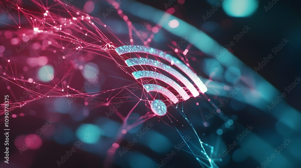 Fototapete wifi signal visualization digital space graphic design futuristic environment abstract viewpoint con
