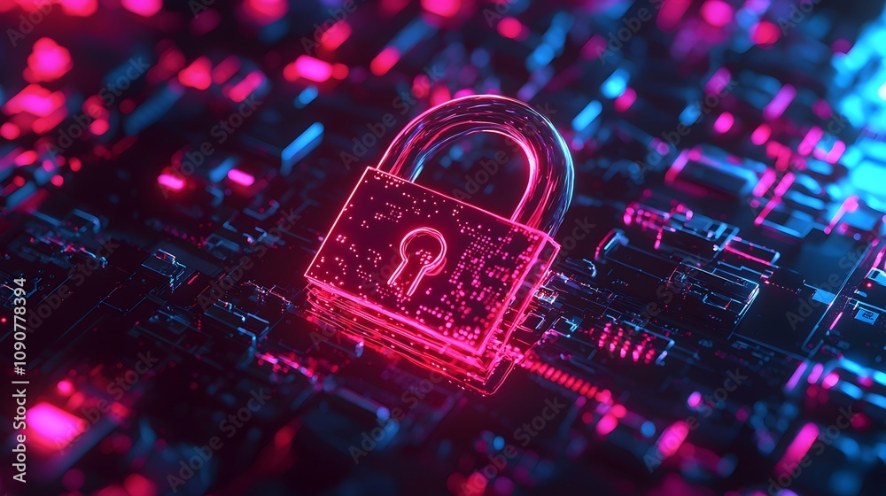 Aufkleber Securing digital assets cybersecurity techniques virtual environment infographic futuristic technology overview