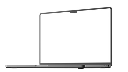 MacBook Pro on transparent background for web design and UX/UI mockups. Side view with empty blank screens.