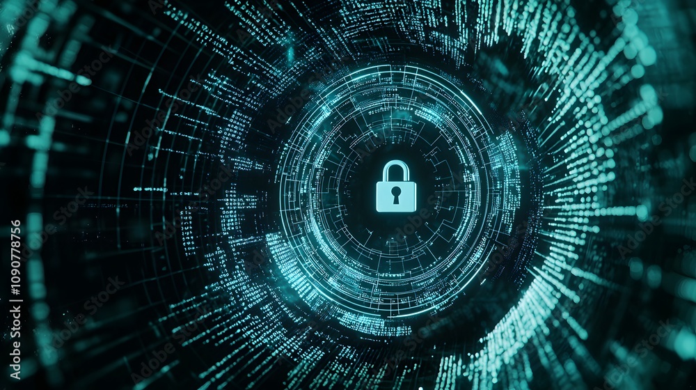 Aufkleber Securing data transfer cybersecurity digital realm high-tech environment abstract viewpoint information safety