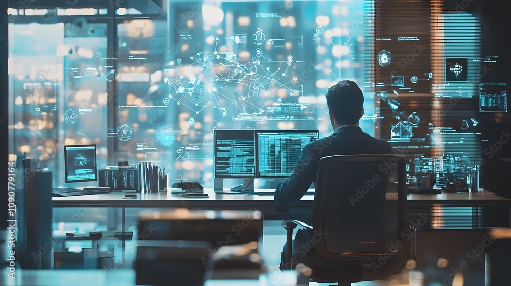 Aufkleber data analysis session modern office digital workspace urban environment professional viewpoint techn