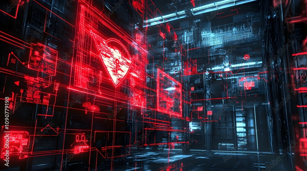 Poster Futuristic data visualization event digital lab visual technology cyber environment close-up viewpoint innovation concept