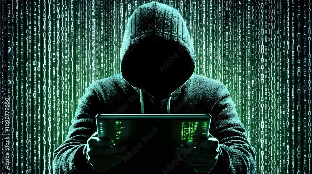 Aufkleber cyber attack simulation virtual environment digital art dark theme close-up view technology concept