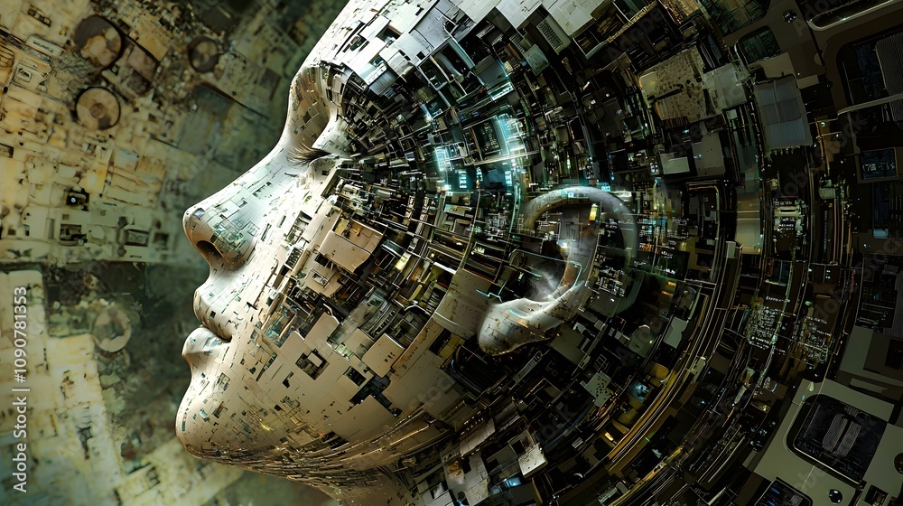 Aufkleber exploring digital consciousness creation virtual realm artwork futuristic close-up artificial intell