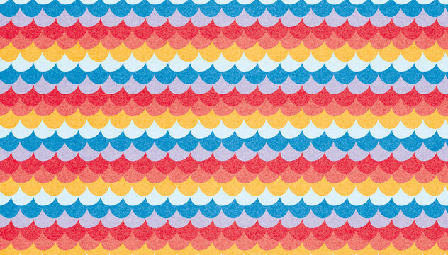 Colorful scallop pattern with vibrant rainbow hues