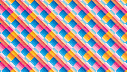 Colorful geometric plaid pattern with vibrant hues