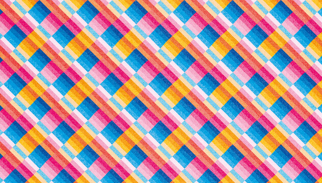 Colorful geometric plaid pattern with vibrant hues