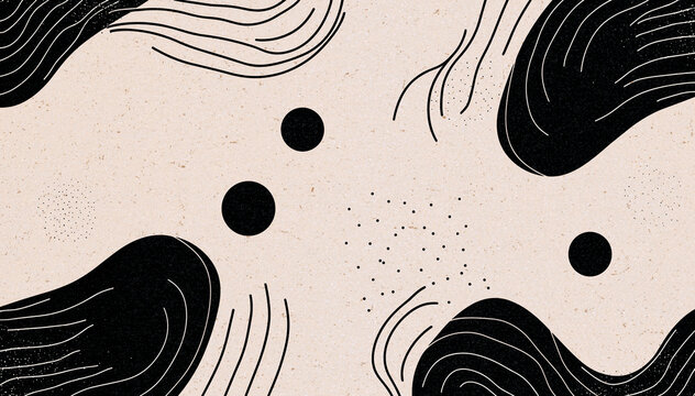 Abstract geometric pattern featuring wavy lines and dots