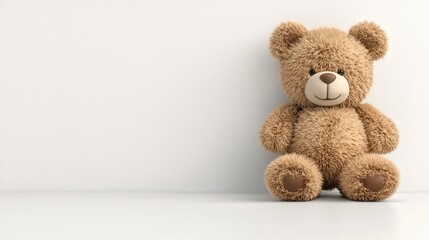 Fototapeta premium 3D Render of Fluffy Teddy Bear on White Background