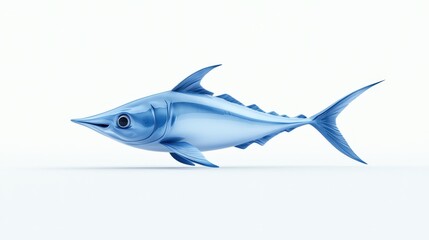 Obraz premium 3D Render of Sleek Blue Swordfish on White Background