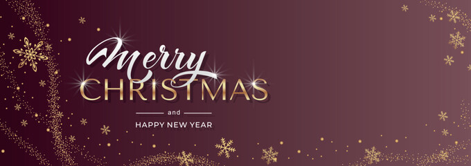 Merry Christmas and Happy New Year hand lettering calligraphy. Vector holiday illustration element. Typographic element for congratulations.